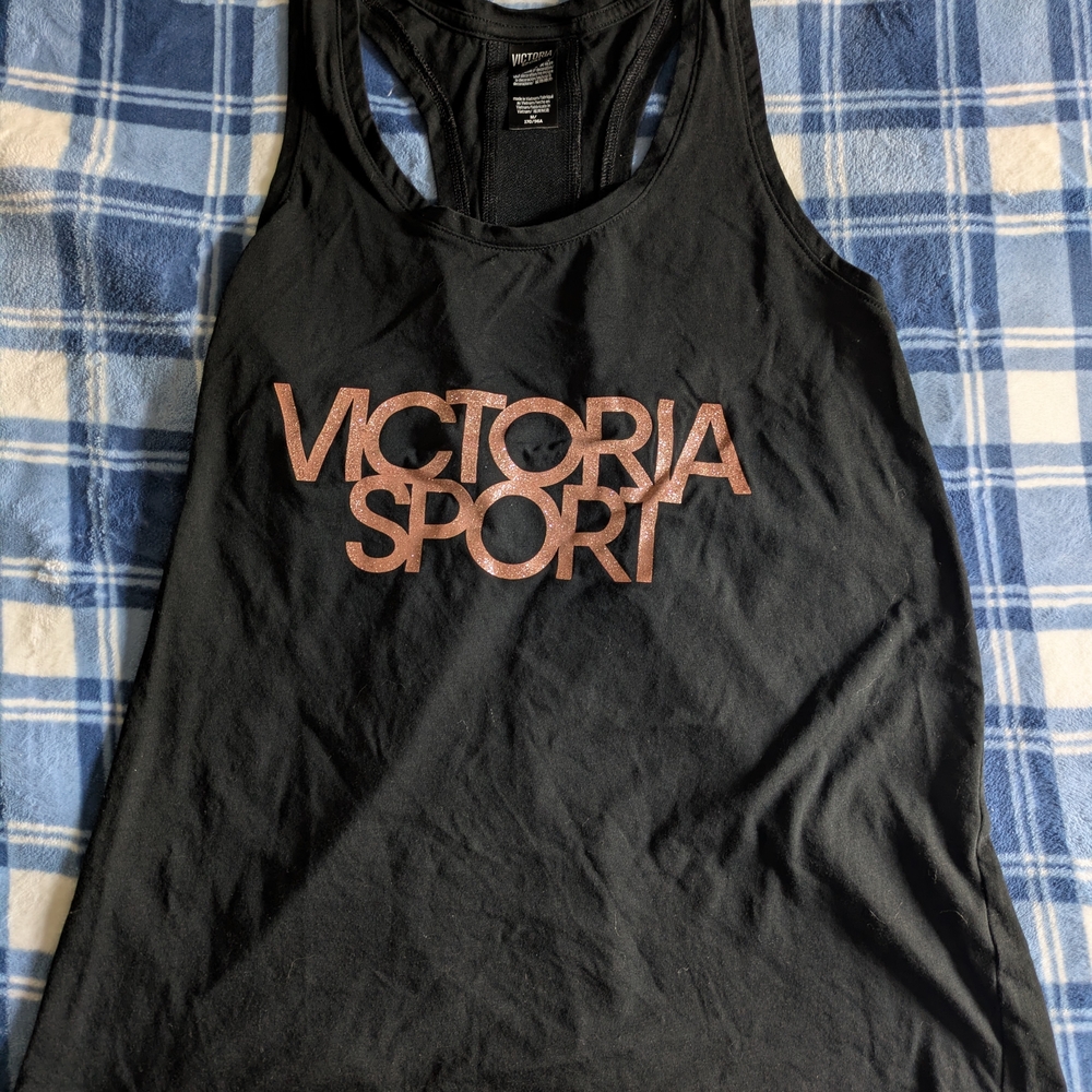 Victoria's Secret Victoria Sport Black & Rose Gold WorkoutTank Top